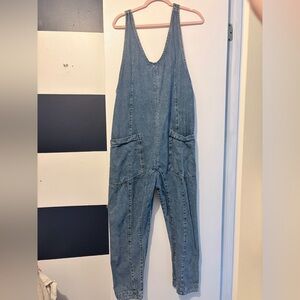 Free People High Roller Denim Jumpsuit Overalls